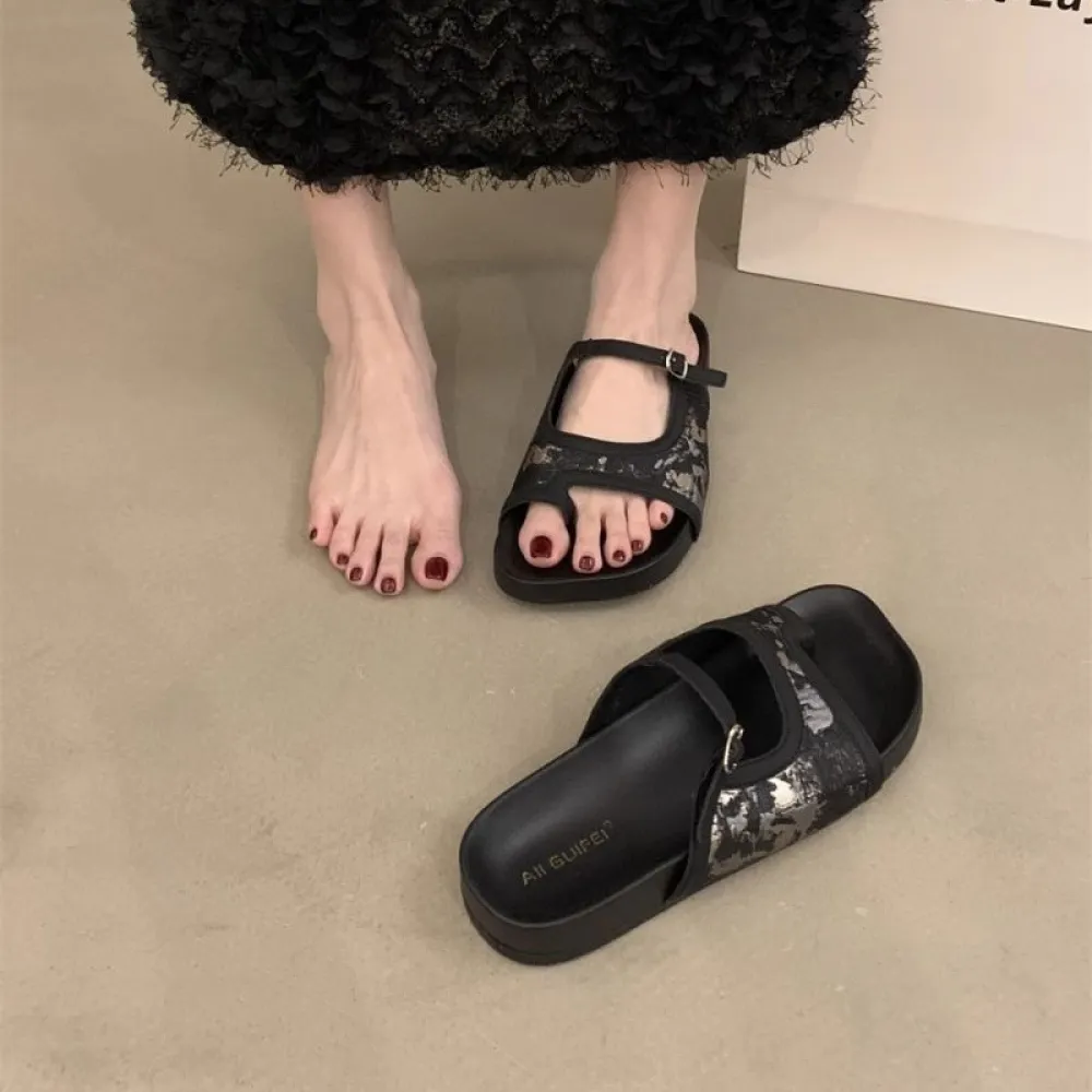 Sandali da spiaggia con infradito con suola spessa, scarpe da fata per abbigliamento esterno, nuovi sandali romani con suola mor