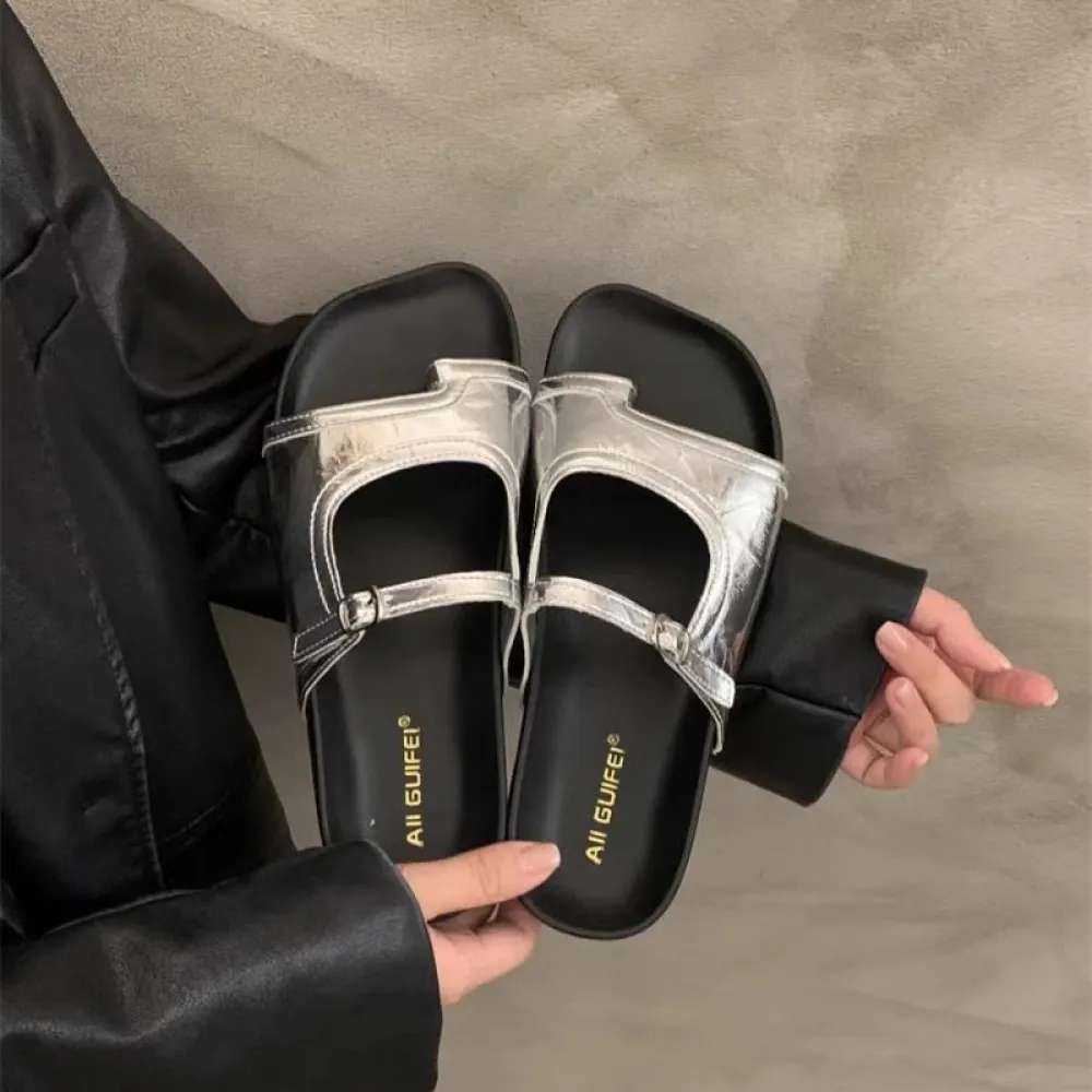 Sandali da spiaggia con infradito con suola spessa, scarpe da fata per abbigliamento esterno, nuovi sandali romani con suola mor