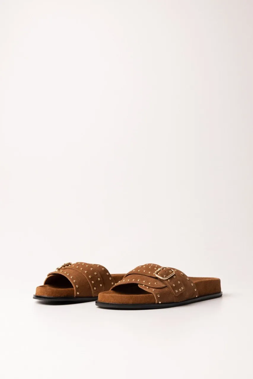 Sandali suede con borchie Tabacco