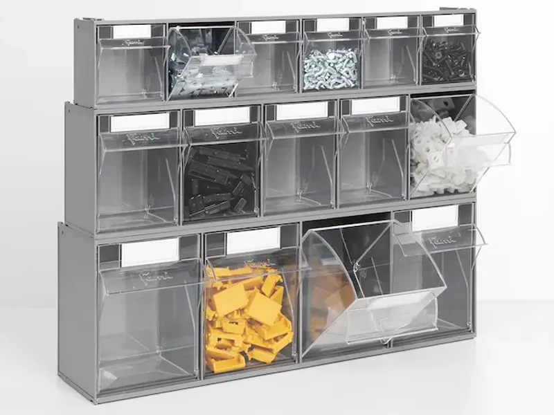 Scaffale portaminuteria Fami Visual Box 602x225x1500mm con 46 cassetti