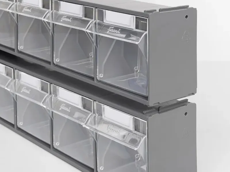 Scaffale portaminuteria Fami Visual Box 602x225x1500mm con 46 cassetti