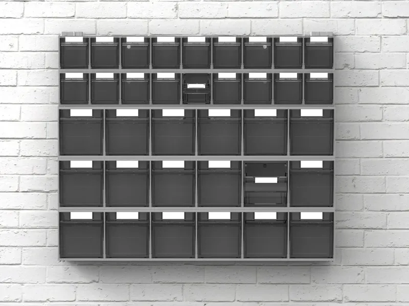 Scaffale portaminuteria Fami Visual Box 602x225x1500mm con 46 cassetti