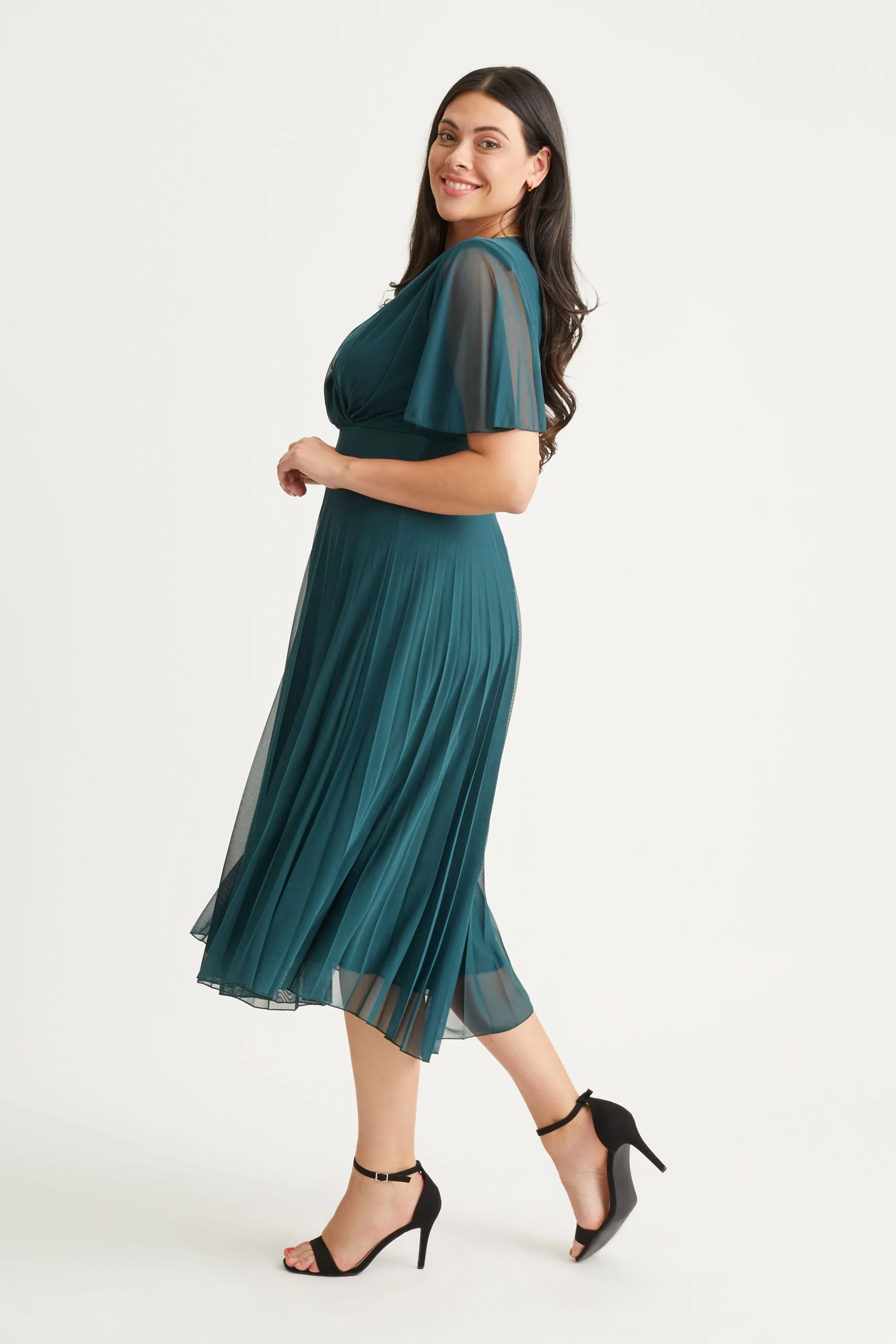 Scarlett & Jo Carole - Sunray - Abito midi con corpino a portafoglio e gonna A pieghe    