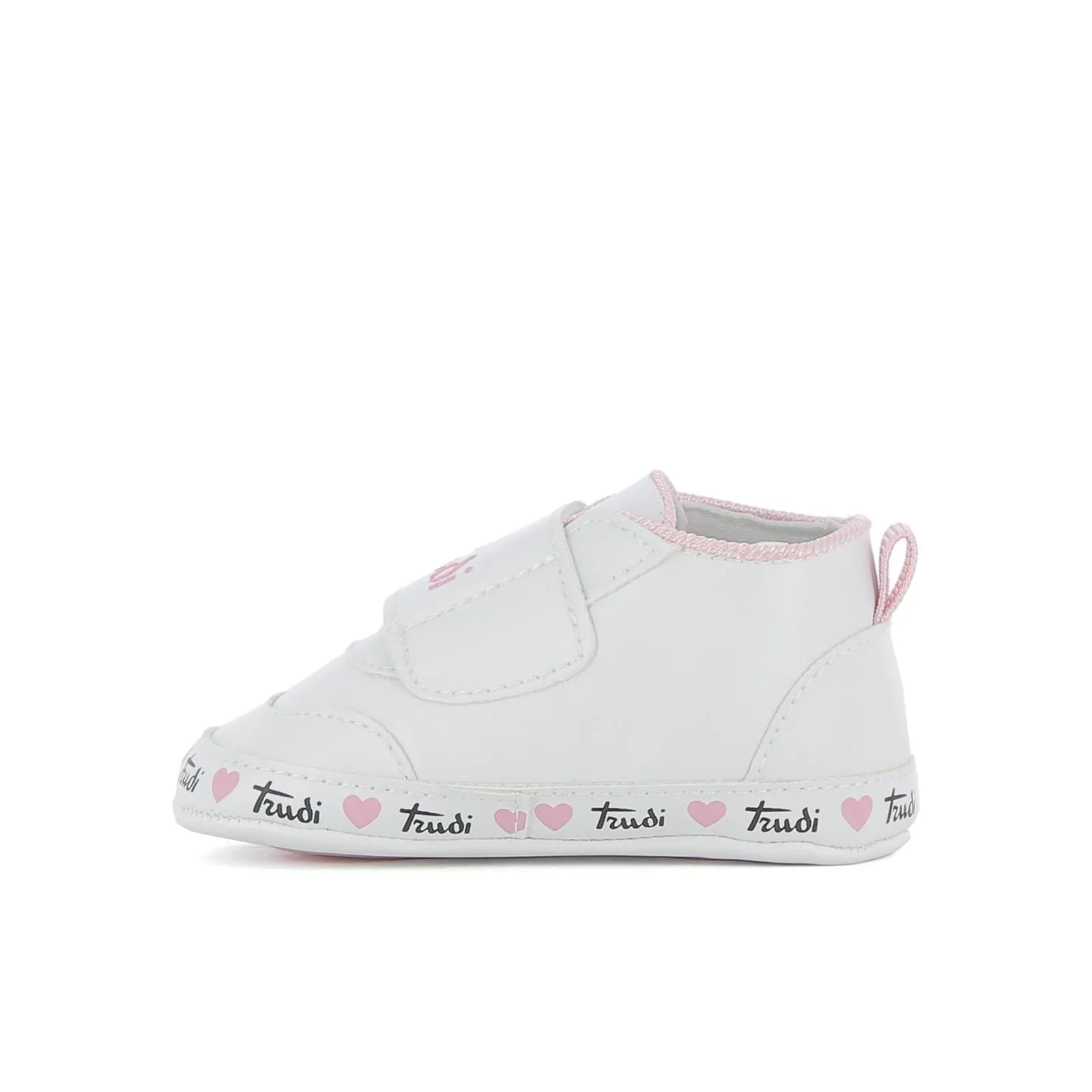 Scarpe bianche da culla con suola in tessuto