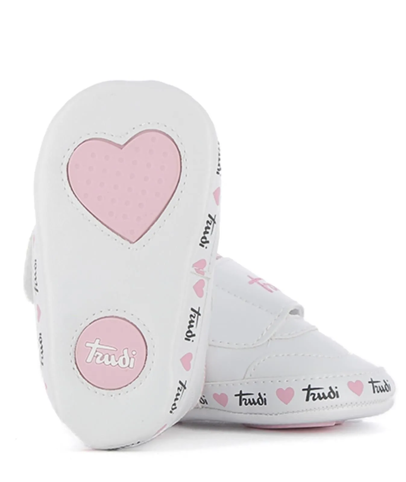 Scarpe bianche da culla con suola in tessuto