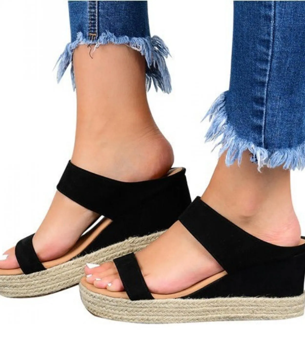 Scarpe con zeppa estiva alla moda per donna 2022 Sandali con plateau Roma Pantofola da spiaggia Casual suola spessa Comfort Mull