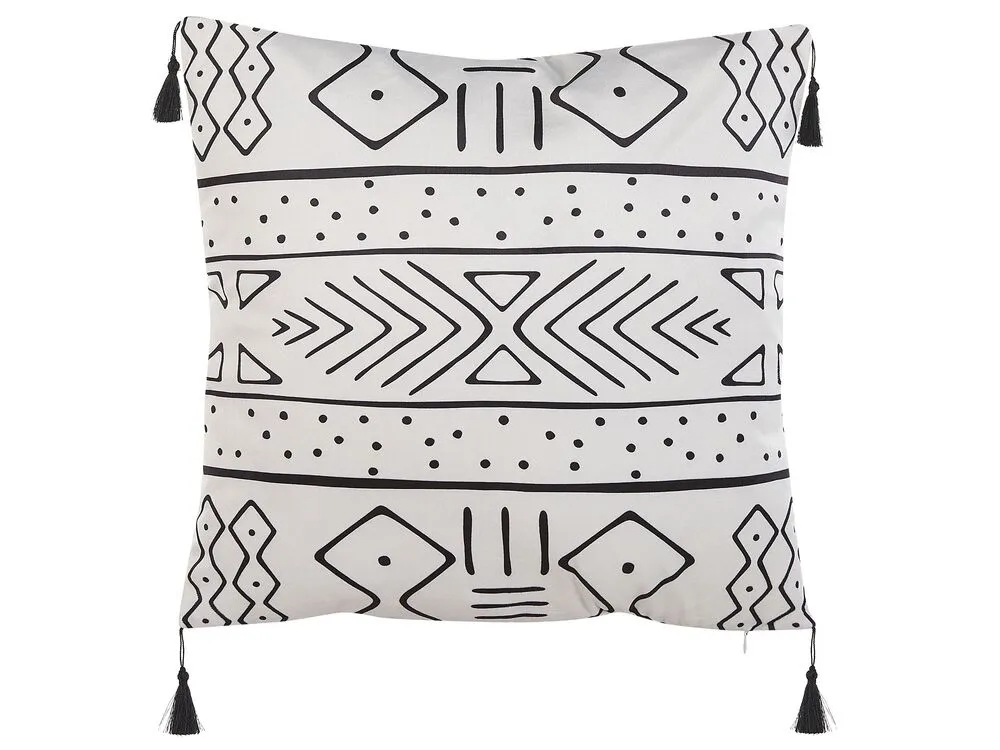 Set di 2 cuscini SCHEFFLERA Velluto 45 x 45 cm Bianco Trama geometrica