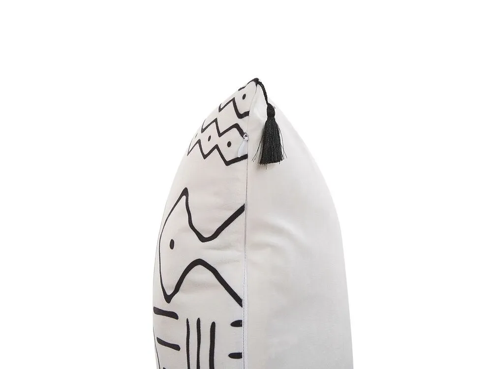 Set di 2 cuscini SCHEFFLERA Velluto 45 x 45 cm Bianco Trama geometrica