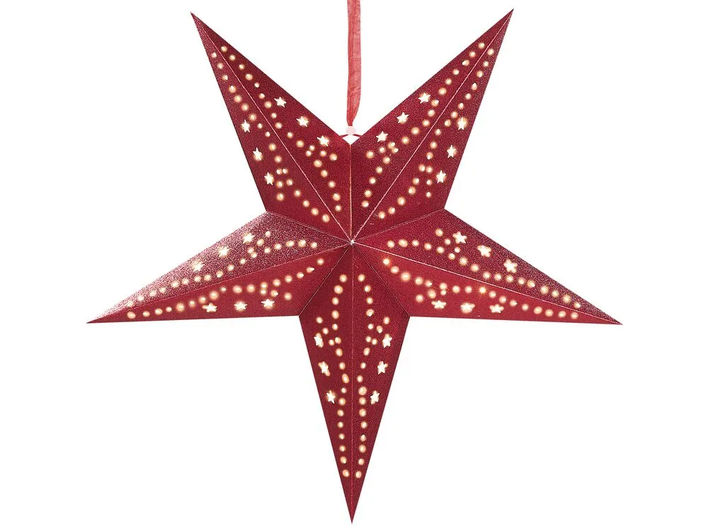 Set di 2 decorazioni da appendere stella MOTTI Carta Rosso 45 cm