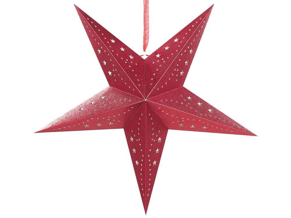 Set di 2 decorazioni da appendere stella MOTTI Carta Rosso 45 cm