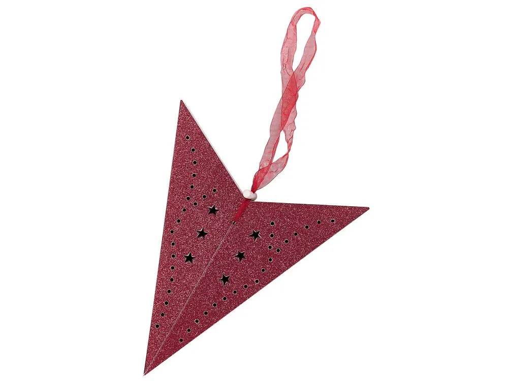 Set di 2 decorazioni da appendere stella MOTTI Carta Rosso 45 cm
