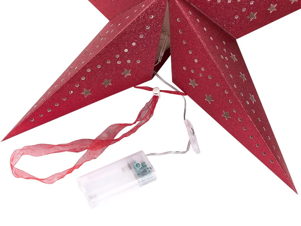 Set di 2 decorazioni da appendere stella MOTTI Carta Rosso 45 cm