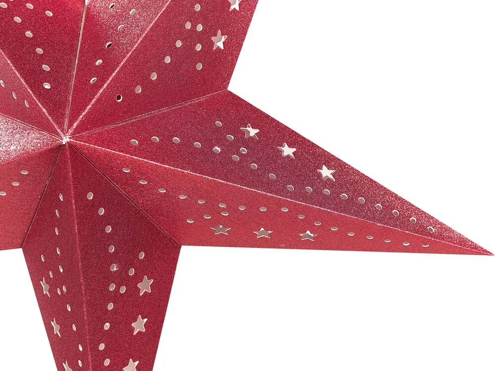 Set di 2 decorazioni da appendere stella MOTTI Carta Rosso 45 cm