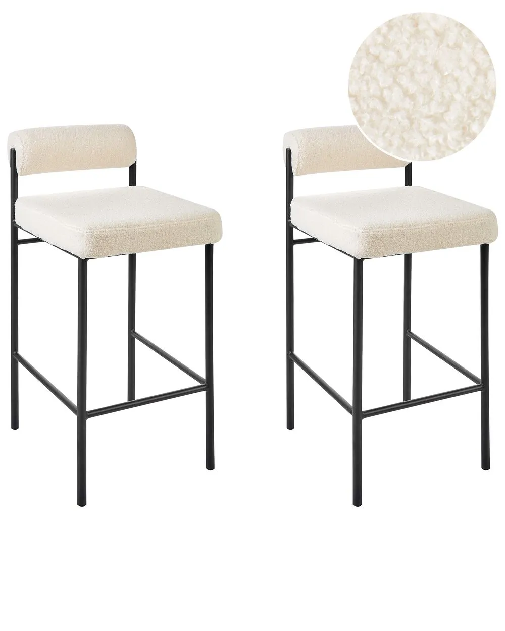 Set di 2 sedie alte AMAYA Bouclé Bianco sporco
