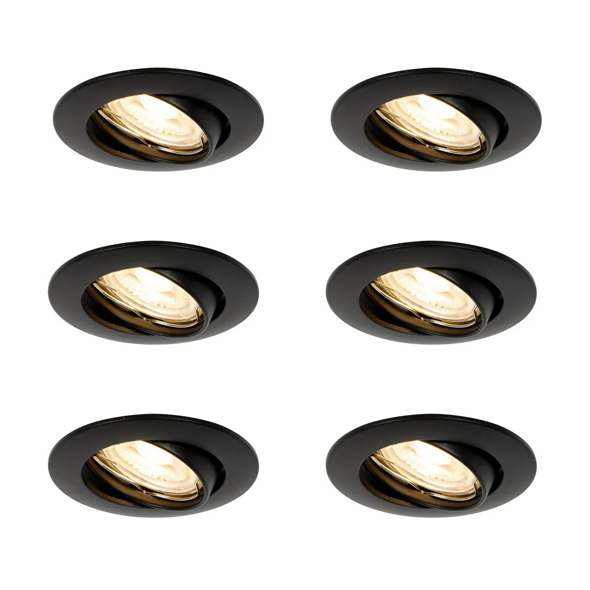Set di 6 faretti da incasso neri GU10 35 mm - Edu