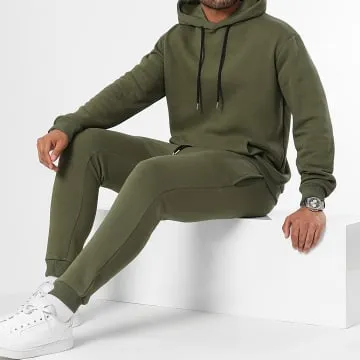 Set di pantaloni da jogging e felpa con cappuccio 3141 Verde Khaki