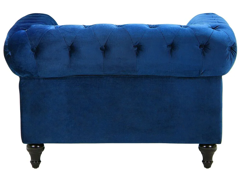 Set divani in tessuto di velluto blu cobalto 4 posti CHESTERFIELD