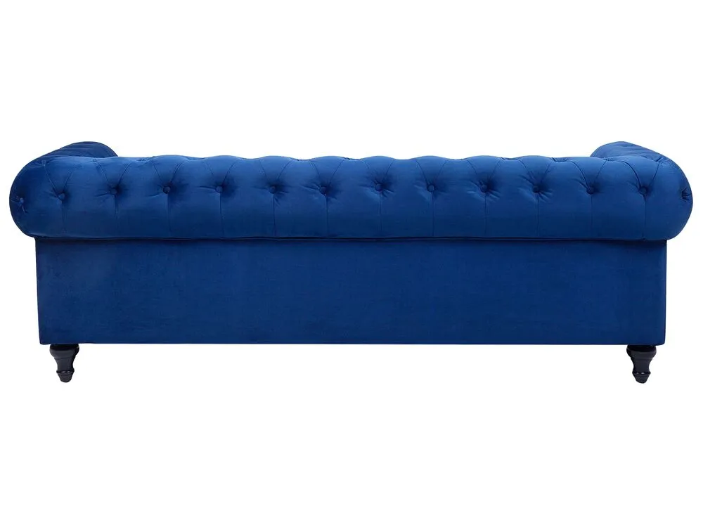 Set divani in tessuto di velluto blu cobalto 4 posti CHESTERFIELD