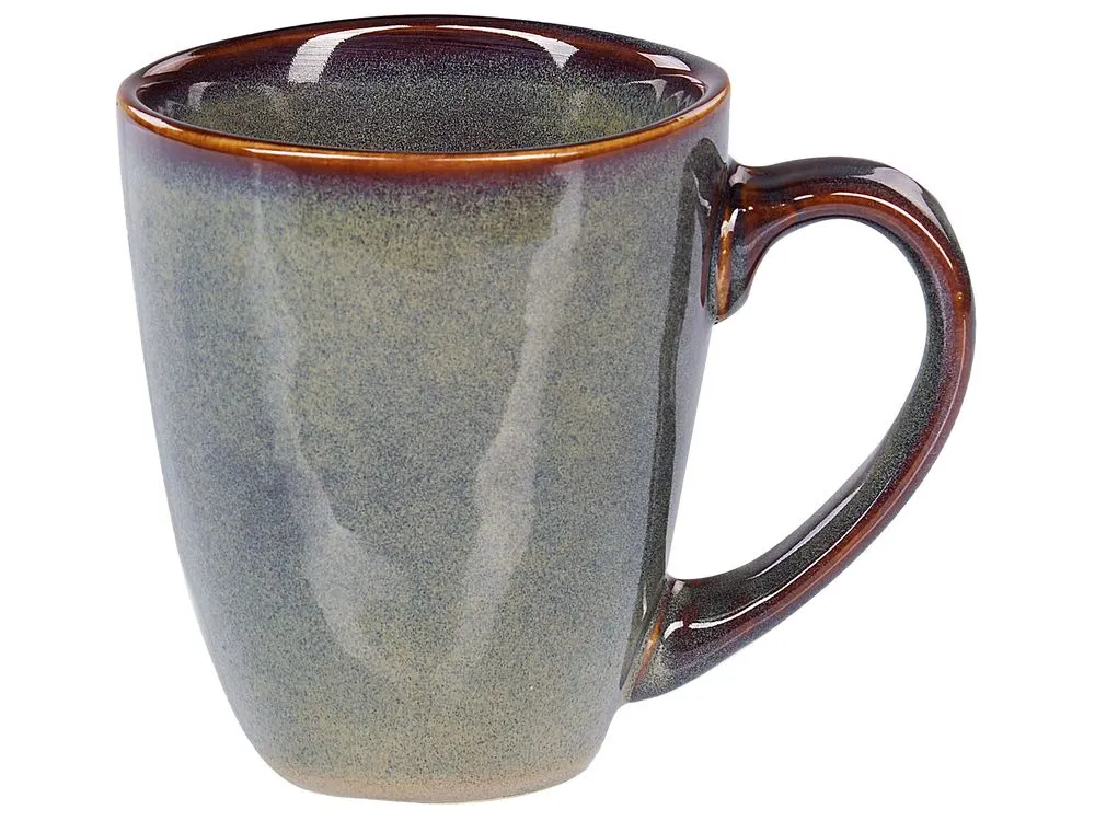 Set of 16 Dinnerware THYME Stoneware Dark Green
