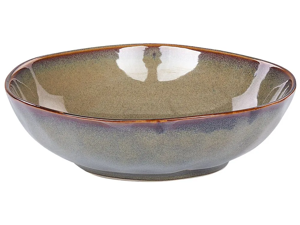 Set of 16 Dinnerware THYME Stoneware Dark Green