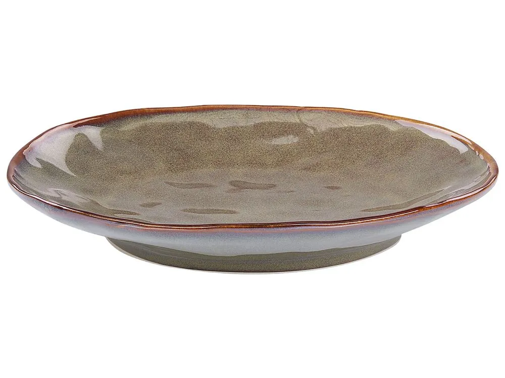 Set of 16 Dinnerware THYME Stoneware Dark Green