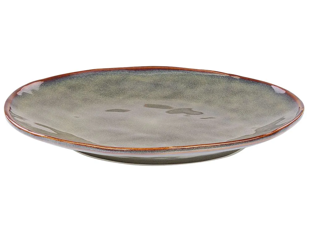 Set of 16 Dinnerware THYME Stoneware Dark Green