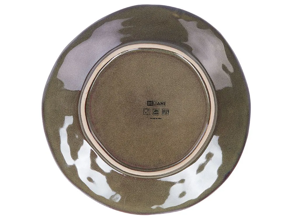 Set of 16 Dinnerware THYME Stoneware Dark Green