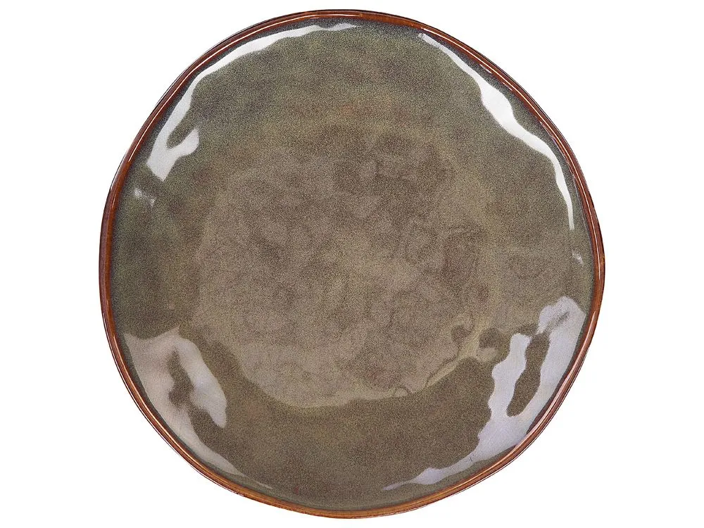 Set of 16 Dinnerware THYME Stoneware Dark Green