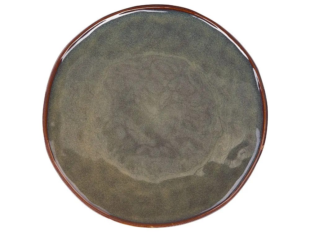 Set of 16 Dinnerware THYME Stoneware Dark Green