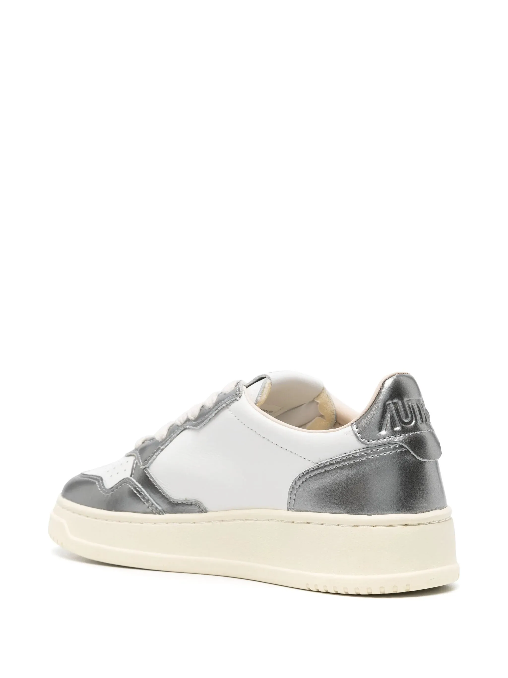 Sneakers medalist low in pelle bianca e metallizzata