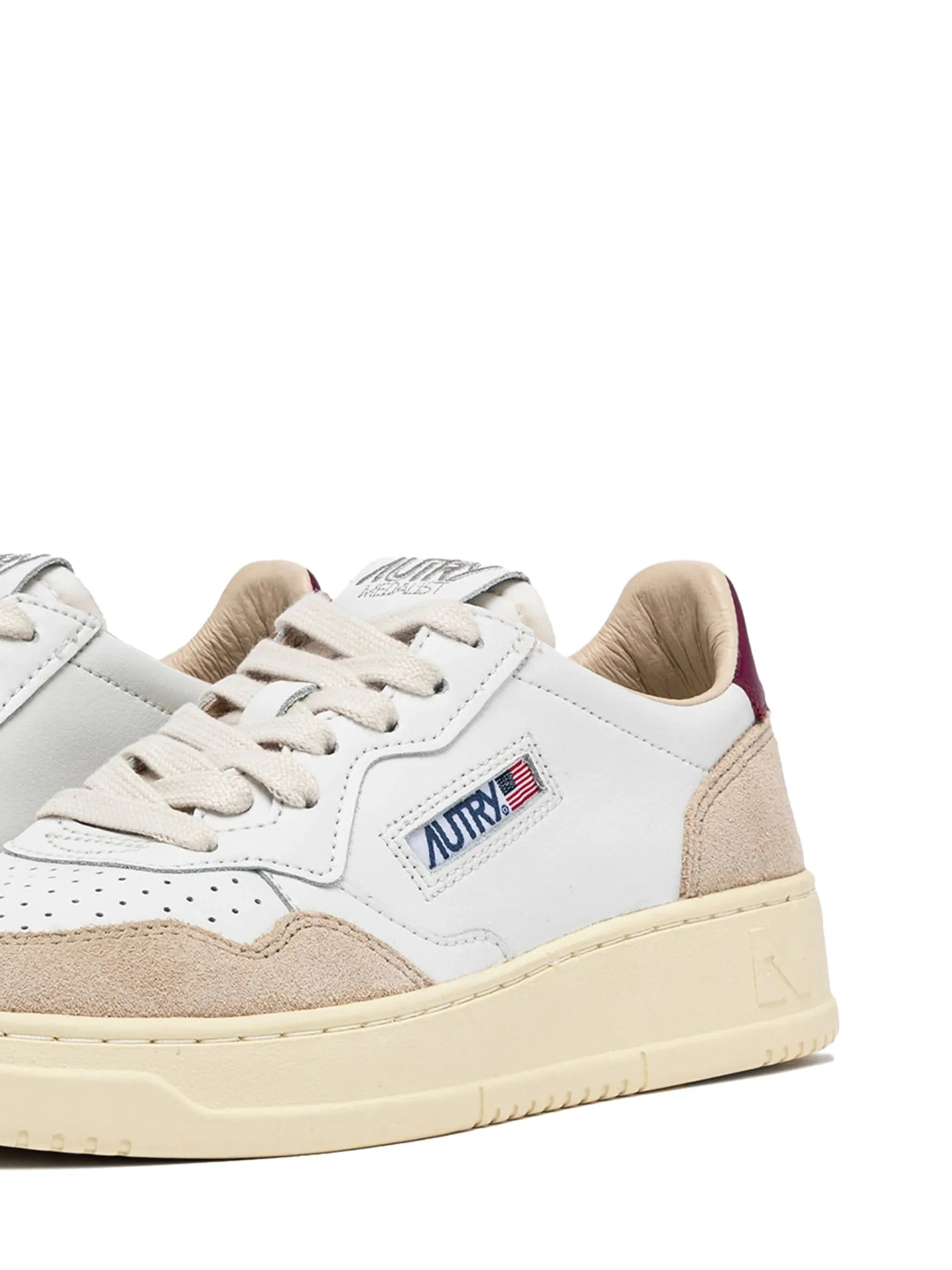 Sneakers medalist low in pelle e suede bianca e fucsia