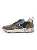 Sneakers Voile Blanche CLUB01 2D03 in camoscio e tessuto taupe e navy