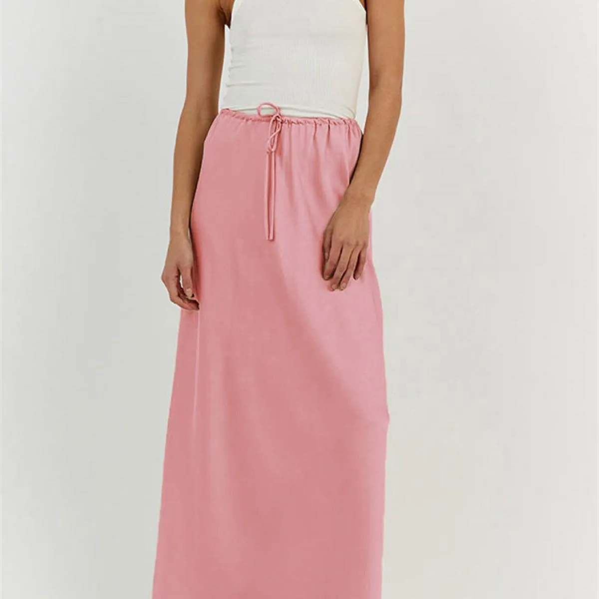 Summer For Women Gonna lunga Slim Loose Lace-up Elegante Fashion Party Abiti Gonna Solid Vita alta Casual Long Sk