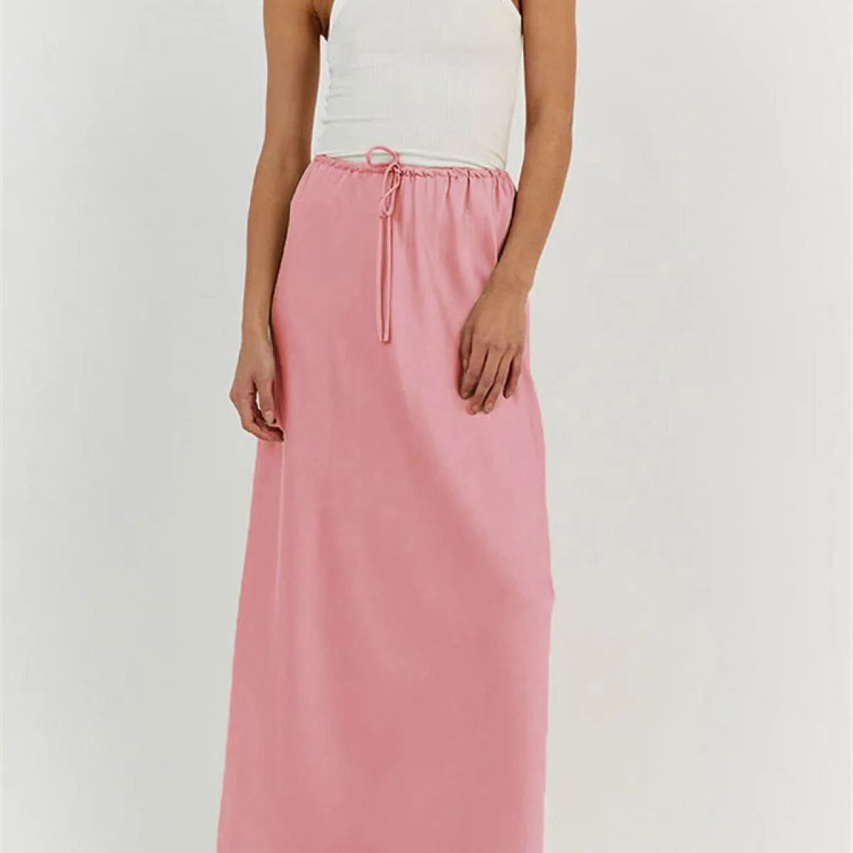 Summer For Women Gonna lunga Slim Loose Lace-up Elegante Fashion Party Abiti Gonna Solid Vita alta Casual Long Sk