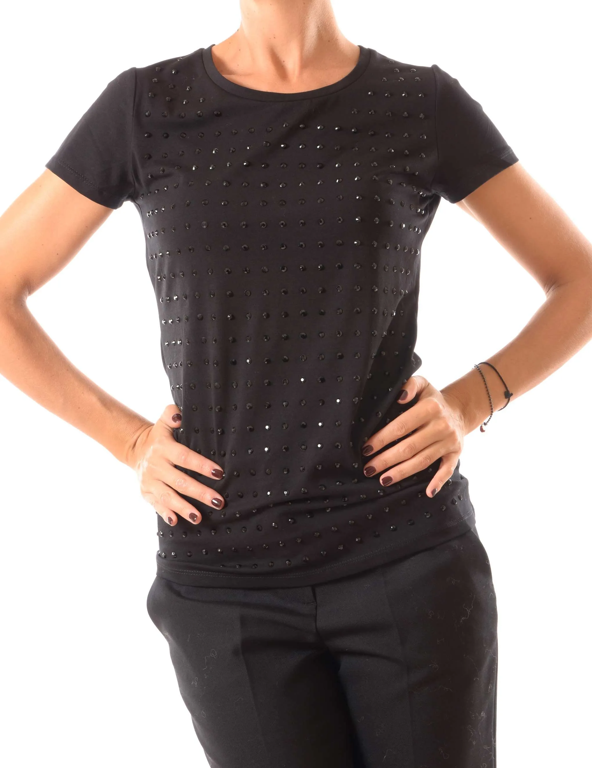 T-shirt con micro borchie