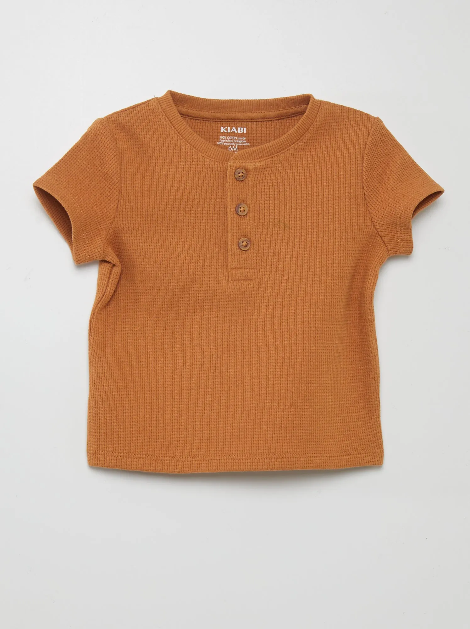 T-shirt in maglia goffrata - ARANCIONE