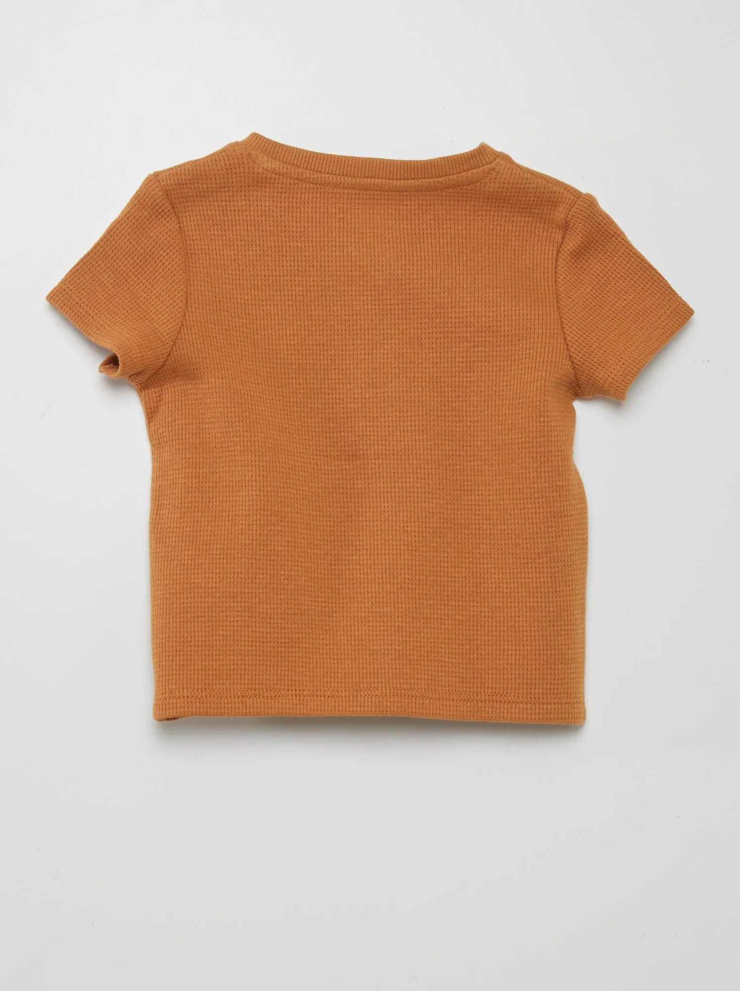 T-shirt in maglia goffrata - ARANCIONE
