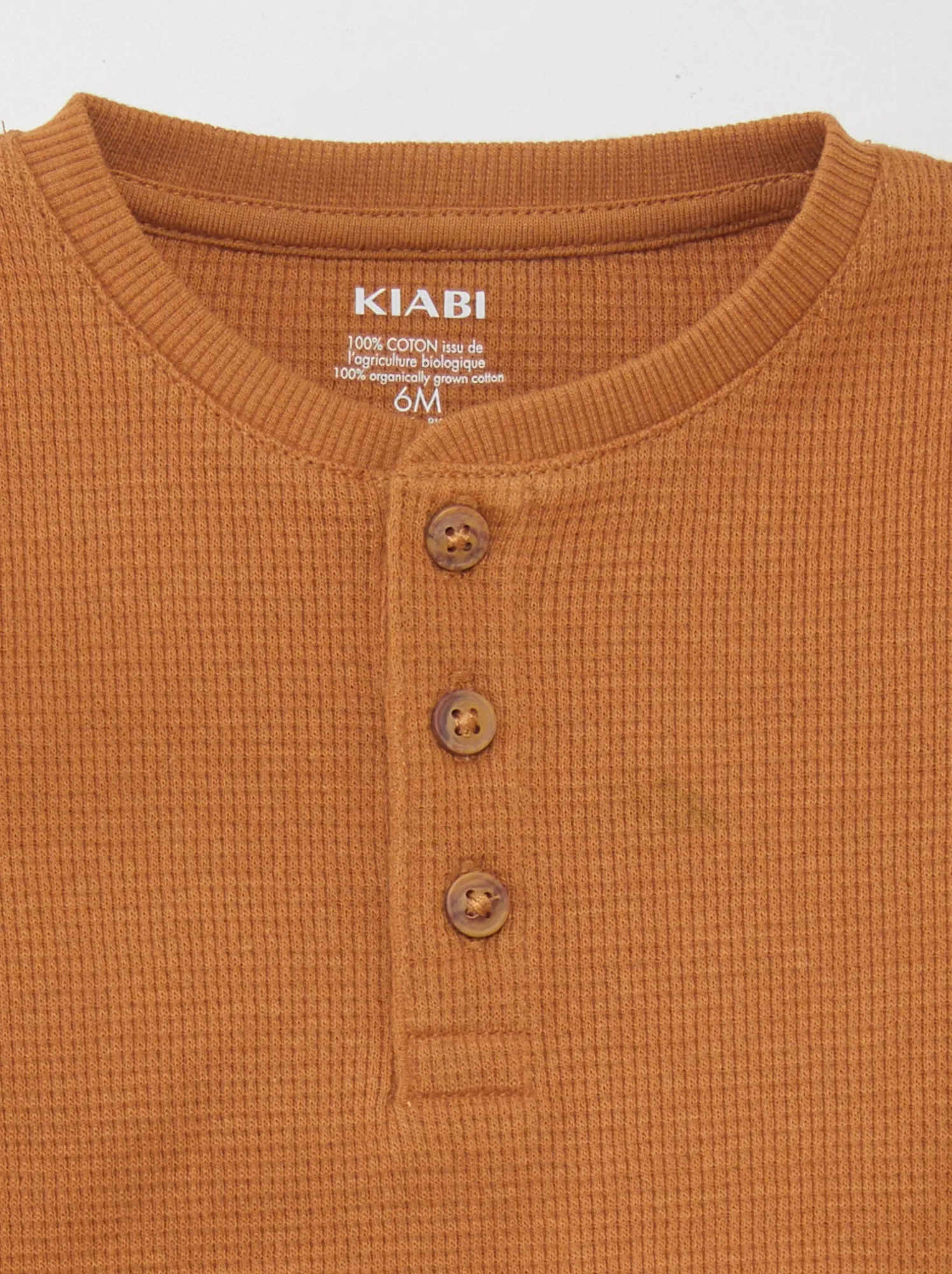 T-shirt in maglia goffrata - ARANCIONE