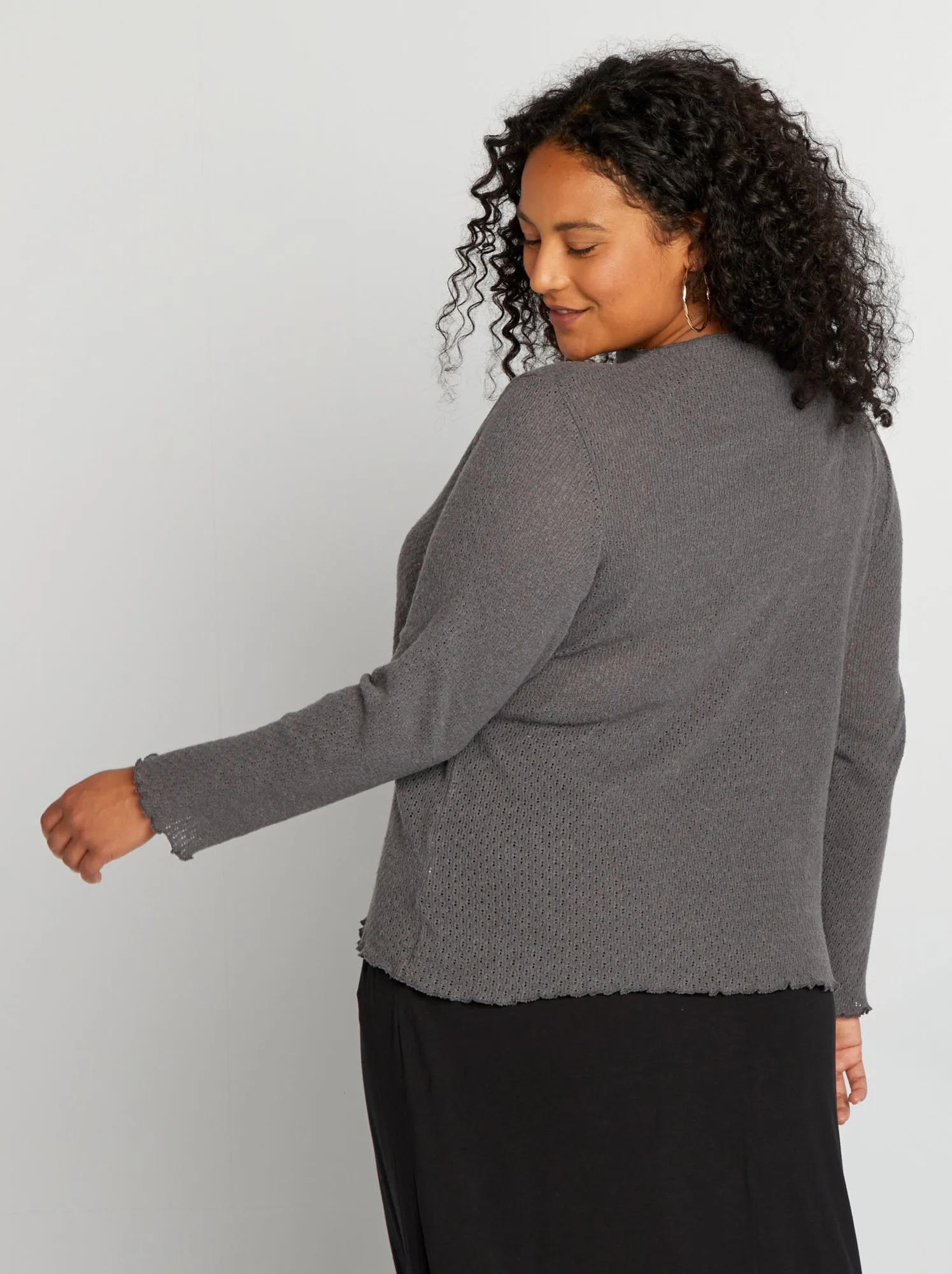 T-shirt in maglia traforata - GRIGIO