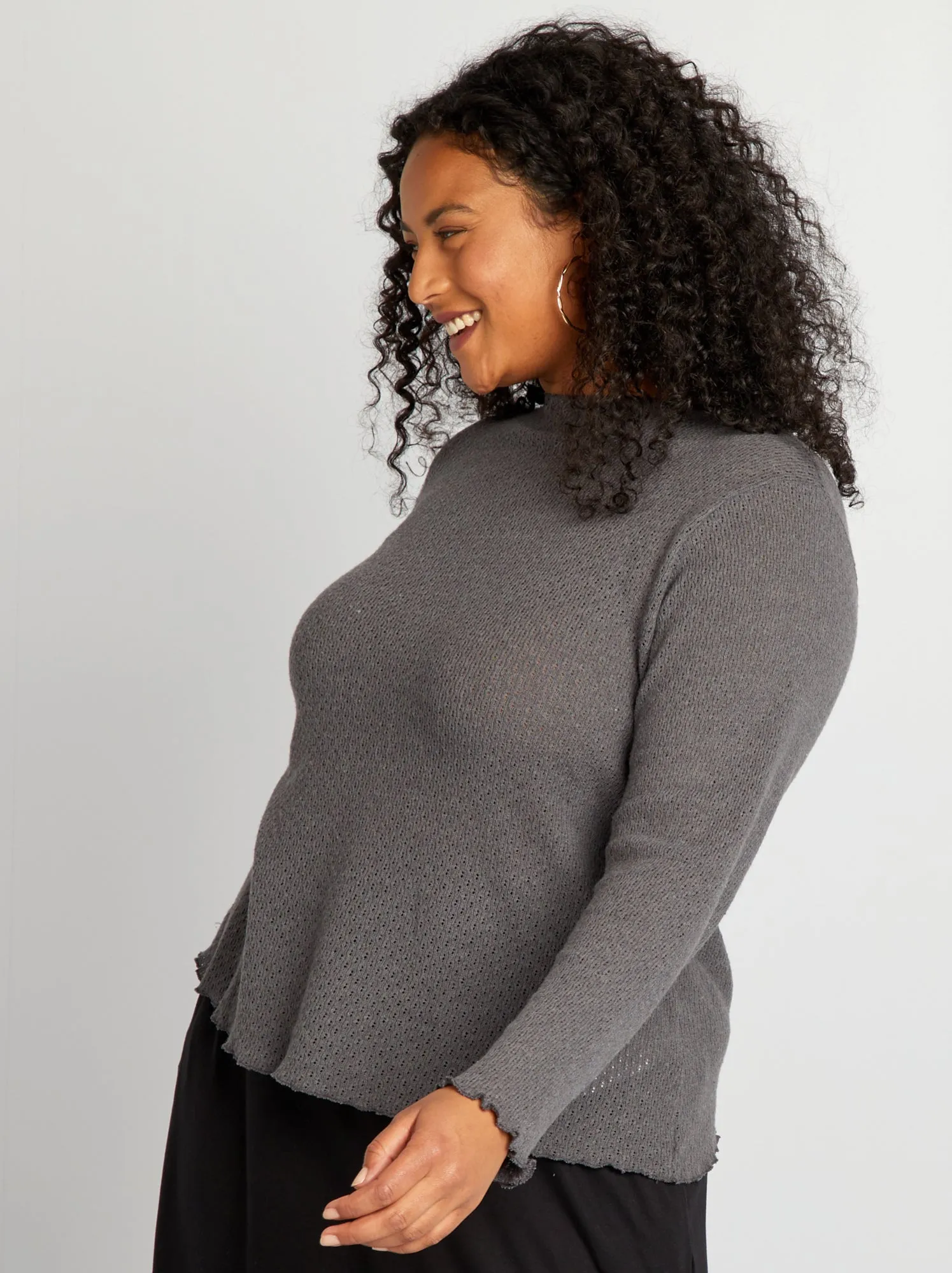 T-shirt in maglia traforata - GRIGIO