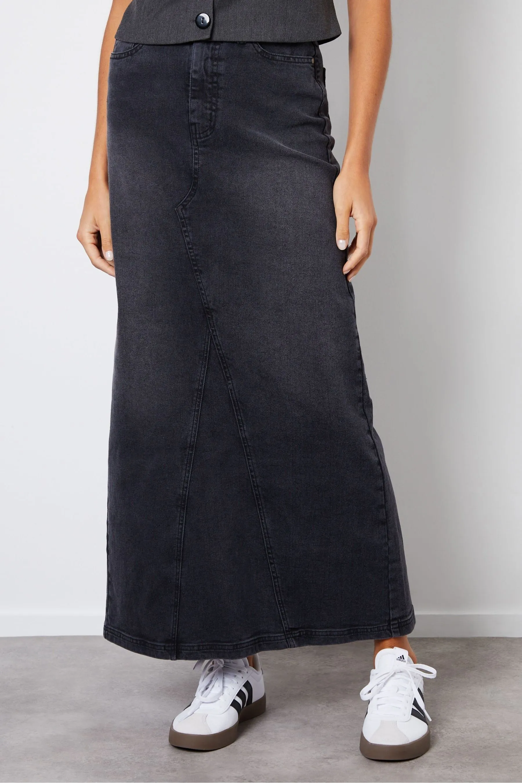 Threadbare - Gonna maxi con Denim e spacco sul retro
