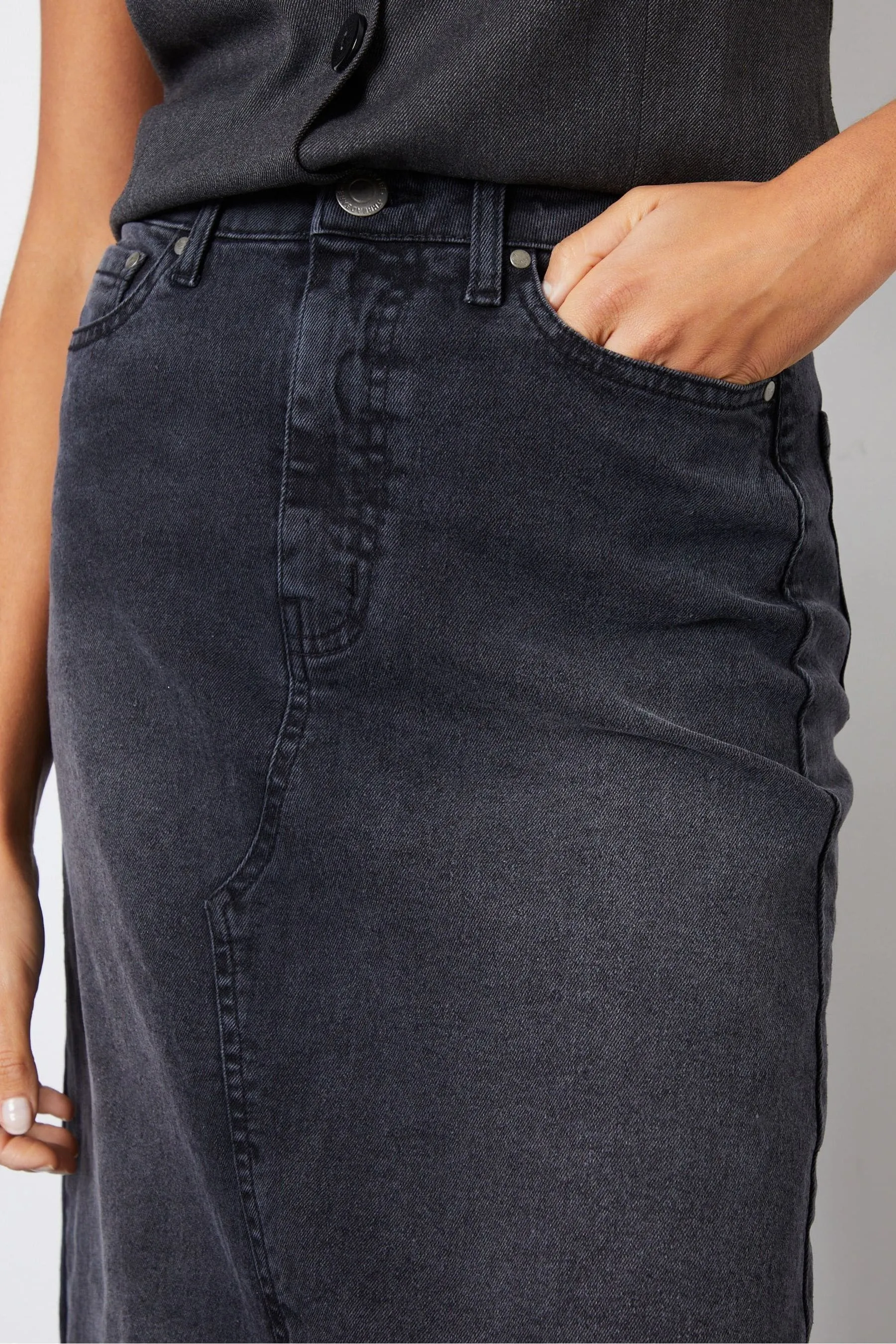 Threadbare - Gonna maxi con Denim e spacco sul retro