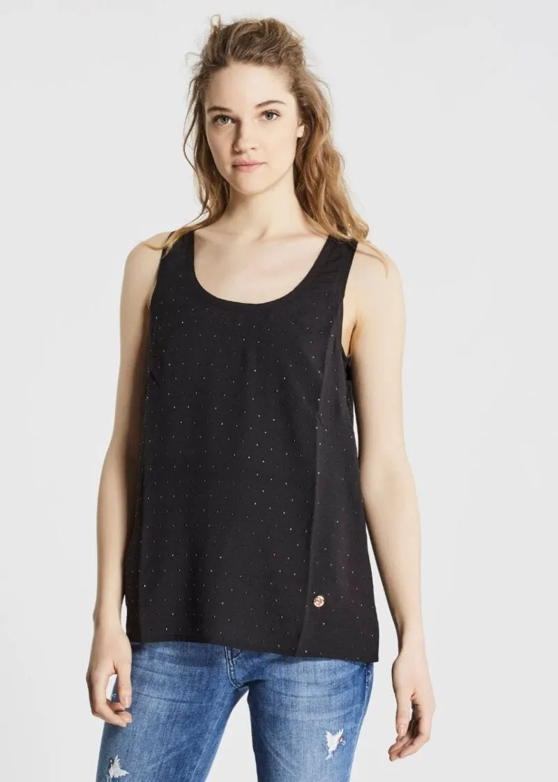 Top in georgette con borchie
