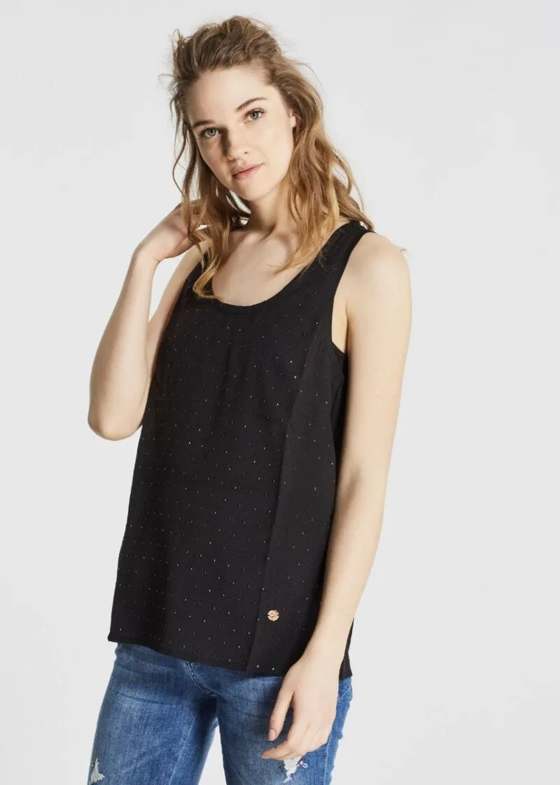 Top in georgette con borchie