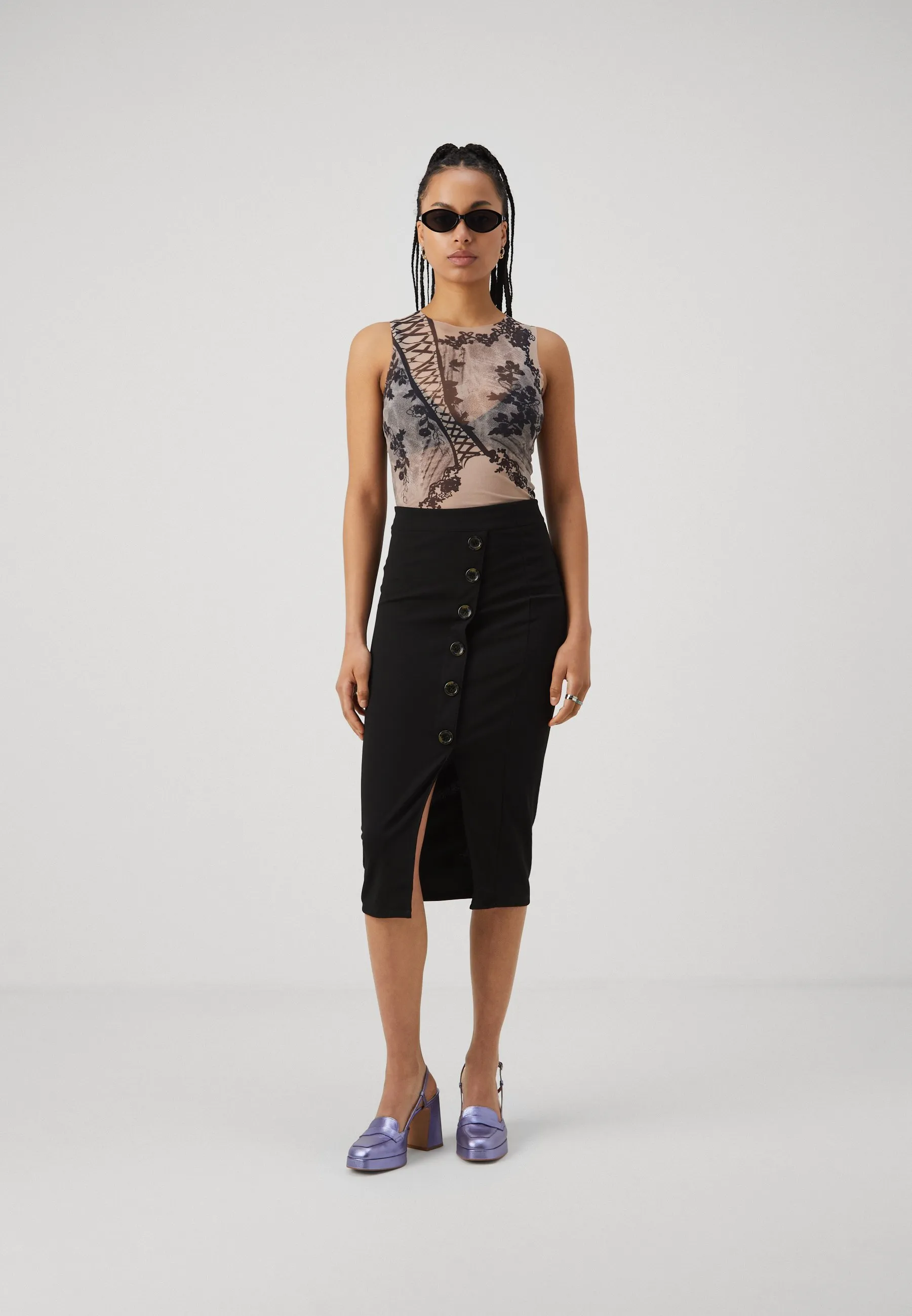 TORTOISE BUTTON SKIRT - Gonna a tubino