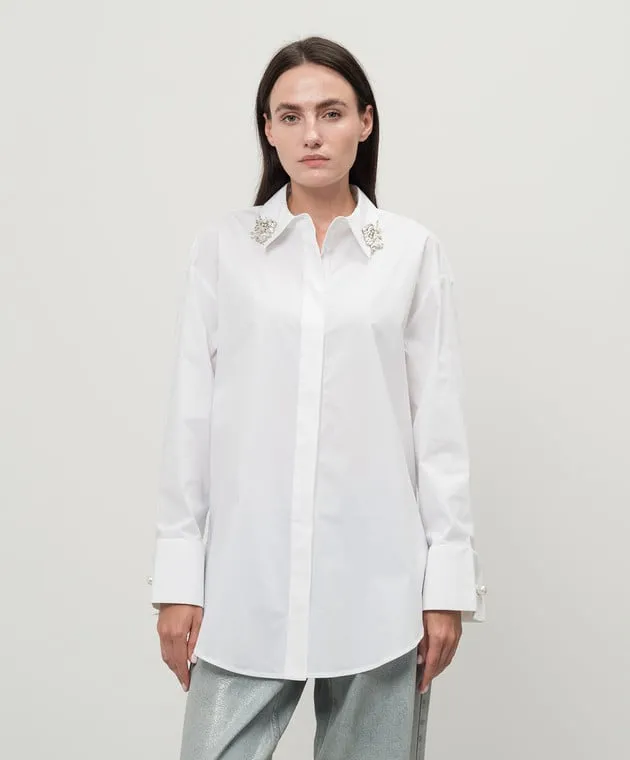 Twinset Actitude Blusa bianca con cristalli 242AP2130