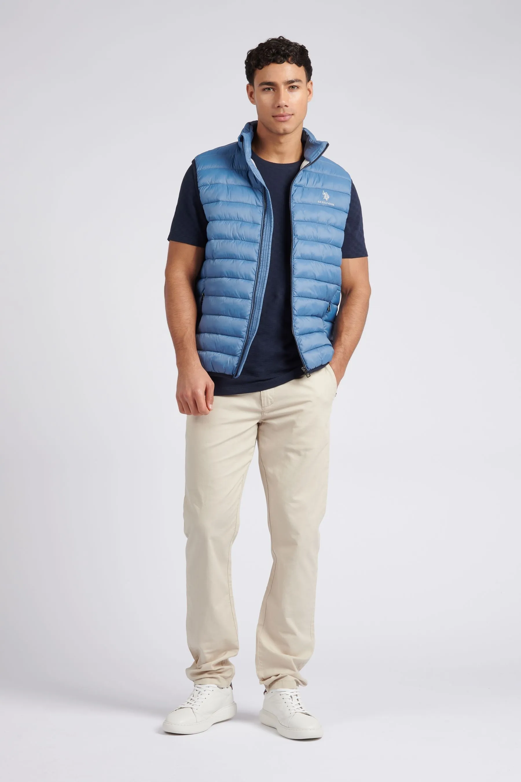 U.S. Polo Assn. Uomo Blu - T-shirt classica A quadri testurizzata