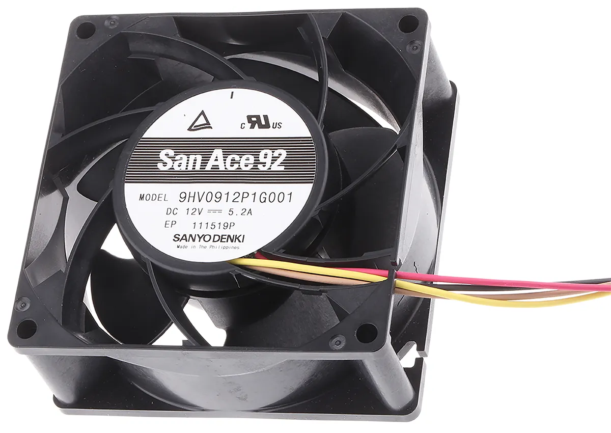 Ventola assiale in c.c. Sanyo Denki San Ace 9HV, 306m³/h, 12 V c.c., 92 x 92 x 38mm