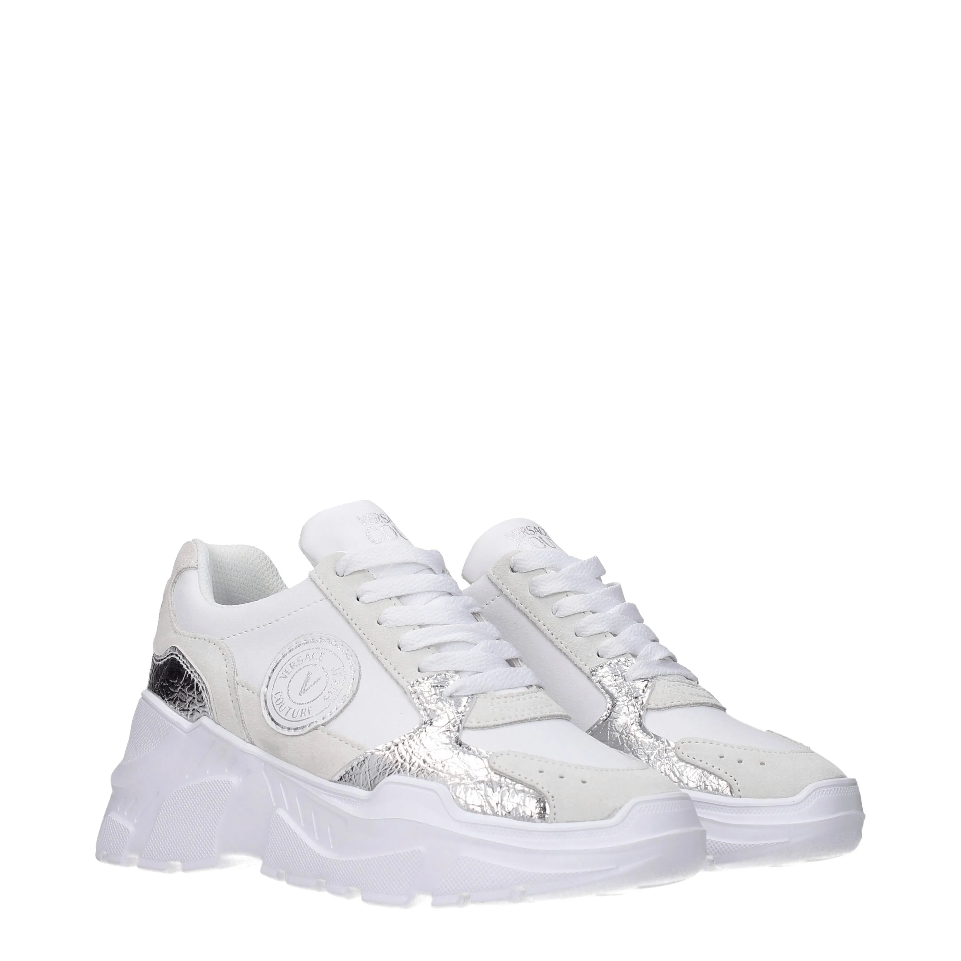 Versace Jeans Sneakers Couture Donna Pelle Bianco/Argento