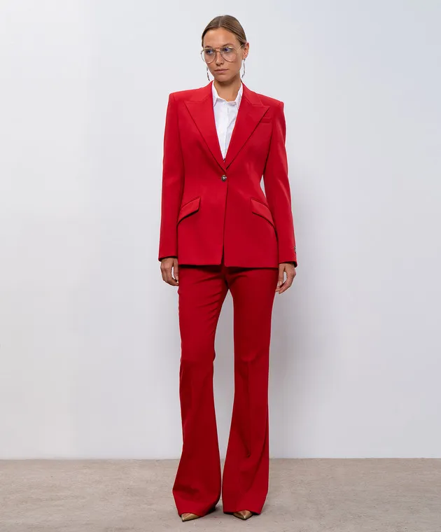 Versace Pantaloni a zampa di lana rossa 10131581A12258